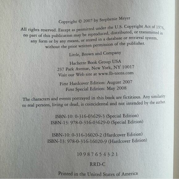 First Edition ECLIPSE ( Hardcover ) by Stephanie Meyer. 2007 . Book 3 of 5. - Picture 8 of 15